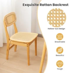 Tangkula Rattan Dining Chairs Set Of 4 Kitchen Dining Chairs W/ Simulated Rattan Backrest -Tangkula GUEST 002931d1 64c4 424f aaf8 592b3df04185