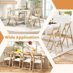 Tangkula Upholstered Dining Chair Set Of 4 W/ Curved Backrest Rubber Wood Frame -Tangkula GUEST 00bedd2f 994c 4bfd 803d 2315c3246573