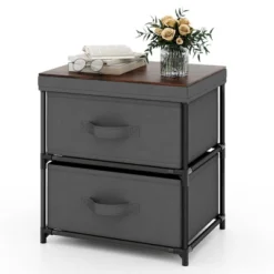 Tangkula 2PCS 2 Drawer Dresser Fabric Storage Organizer Nightstand Bedside Sofa Table 17 Tangkula 2PCS 2 Drawer Dresser Fabric Storage Organizer Nightstand Bedside Sofa Table -Tangkula GUEST 00d26a56 cce3 48cf 8371 39e293c04896