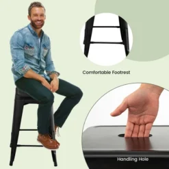 Tangkula 24" Set Of 4 Tolix Style Barstool Counter Height Metal Bar Stool Stackable Chair Black -Tangkula GUEST 00de0a0d 34a0 4e55 a6b7 b46d5282955e