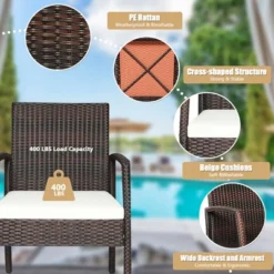 Tangkula 7PCS Patio Dining Furniture Set W/ Wooden Tabletop Cushion Umbrella Hole -Tangkula GUEST 00fa7025 a772 45f8 9848 a8b89a3c47b5