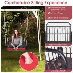 Tangkula Single Person Hanging Swing Outdoor Hanging Seat W/ Back Cushion & Seat Cushion 11 Tangkula Single Person Hanging Swing Outdoor Hanging Seat W/ Back Cushion & Seat Cushion -Tangkula GUEST 016335dc 61d9 4f42 9014 744a31fc5d97
