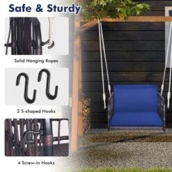 Tangkula Patio Rattan Porch Swing Single Person Hanging Seat W/ Seat & Back Cushions Backyard -Tangkula GUEST 0168033d bb69 47ba 9c4a 3568e22d26fa
