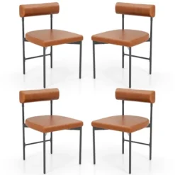 Tangkula Dining Chair Set Of 4 Faux Leather Upholstered Kitchen Side Chair W/ Curved -Tangkula GUEST 019ebe8e c011 43d5 89f4 728ce24cba59