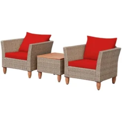 Tangkula 3 Piece Outdoor Rattan Sofa Set Wicker Conversation Furniture Set With Cushions -Tangkula GUEST 01ce4df2 164a 4f2a b714 db9616726198