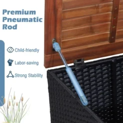 Tangkula 3PCS Patio Rattan Conversation Furniture Set Yard Outdoor W/ Navy Cushions