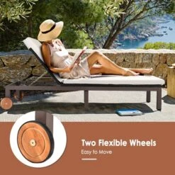 Tangkula 2PCS Patio Adjustable Rattan Recliner Chaise Lounge Chair W/ Cushion Wheels -Tangkula GUEST 025590cf 04a5 4807 8187 6d26582b18b0