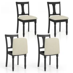 Tangkula Set Of 4 Upholstered Wooden Dining Chair W/ Seat Storage Space -Tangkula GUEST 02b04655 1f8d 46aa 8016 b4579464449f