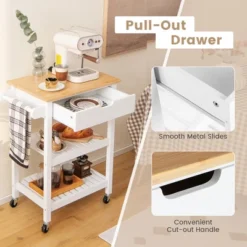 Tangkula 3-Tier Kitchen Island Cart Rolling Service Trolley W/ Bamboo Top Shelves 19 Tangkula 3-Tier Kitchen Island Cart Rolling Service Trolley W/ Bamboo Top Shelves -Tangkula GUEST 0304c941 583f 4a67 90d7 22aa74fc17e2