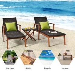 Tangkula 3PCS Chaise Lounge Set 4-Level Folding Chaise Lounge Adjustable Outdoor Beach With Wicker Side Table 17 Tangkula 3PCS Chaise Lounge Set 4-Level Folding Chaise Lounge Adjustable Outdoor Beach With Wicker Side Table -Tangkula GUEST 033589ef 155f 43b3 bbd6 c34d215144e8