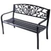 Tangkula 50"Patio Bench Porch Chair Steel Frame Cast Iron Loveseat W/ Backrest For Park Garden