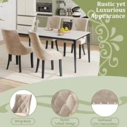 Tangkula Upholstered Dining Chairs Set Of 4 Tufted Wingback Chairs W/ Solid Wood Legs -Tangkula GUEST 034ea432 6394 4085 92c5 96e0ca0a7256 1
