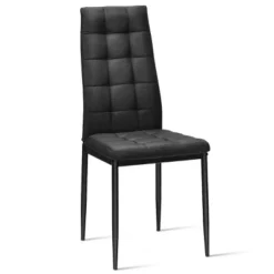 Tangkula Set Of 4 Dining Chairs Metal Frame High Back Fabric Cushion Kitchen