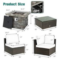 Tangkula Patio Rattan 6PCS Cushioned Sofa Set Furniture Set Thick Cushion With 34.5" Fire Pit Table For Garden Black/Blue/Red/Turquoise/Off White 18 Tangkula Patio Rattan 6PCS Cushioned Sofa Set Furniture Set Thick Cushion With 34.5" Fire Pit Table For Garden Black/Blue/Red/Turquoise/Off White -Tangkula GUEST 0373f762 0f5d 4469 b082 504d3b7fc37e