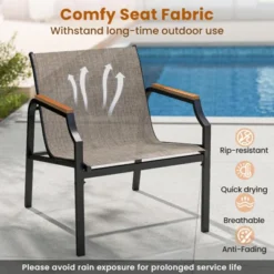 Tangkula 3 PCS Outdoor Chair Set Metal Frame Armchair & Table W/ Breathable Fabric Seat -Tangkula GUEST 03797789 0451 4c9b 81ce 86e820523420