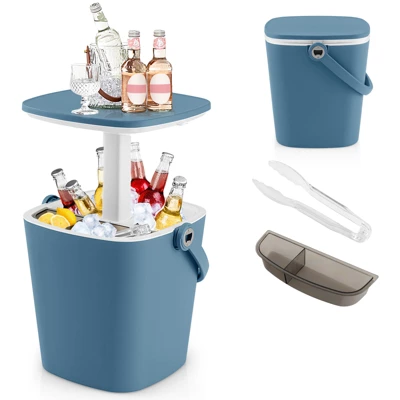 Tangkula Portable Cooler Table With Handle Cooler W/ Lift Top Lid & Bottle Opener 3-in-1 Outdoor Cocktail Drink Table Black/Blue 10 Tangkula Portable Cooler Table With Handle Cooler W/ Lift Top Lid & Bottle Opener 3-in-1 Outdoor Cocktail Drink Table Black/Blue - Image 10