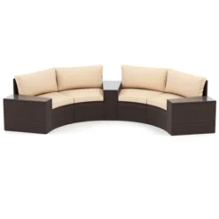 Tangkula Set Of 5 Patio Furniture Set PE Rattan Half-Moon Curved Sectional Sofas With Tempered Glass Top Side Tables Outdoor Conversation Set -Tangkula GUEST 03ddd2f4 0620 41d2 9578 a0c8d44980b1
