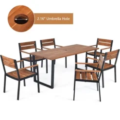 Tangkula Patented 7PCS Patio Dining Set Outdoor Furniture Set W/ 6 Armchairs Umbrella Hole -Tangkula GUEST 0433d86e 0325 447f b294 b0974b388021