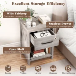 Tangkula Nightstand Sofa Side Table Rustic End Table W/ Drawer & Shelf For Living Room -Tangkula GUEST 04a73f70 8c17 4bf7 b53b fcbebdfbf96f