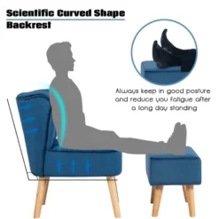 Tangkula Velvet Armless Chair & Ottoman Set Leisure Sofa Chair With Footstool Pink BlueGreen -Tangkula GUEST 0503d11b 6f7a 41fe affe 7a5c3f170951