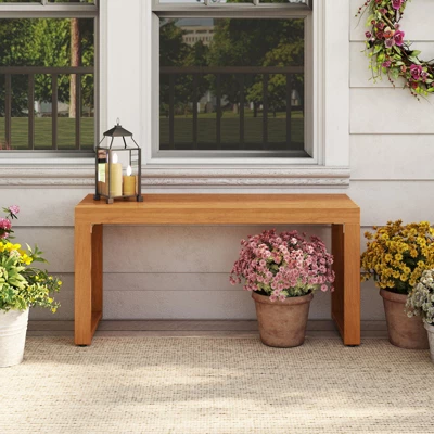 Tangkula 36 Inch Patio Bench All-Slat Acacia Wood Loveseat For 2 People 800 Lbs Capacity 2 Tangkula 36 Inch Patio Bench All-Slat Acacia Wood Loveseat For 2 People 800 Lbs Capacity - Image 2