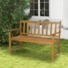 Tangkula 2-Person Outdoor Bench Patio Wooden Bench With Ergonomic Backrest & Armrests All-weather Acacia Wood Frame 48"x 22"