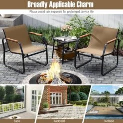 Tangkula 3-Piece Bistro Set Patio Chairs & Side Table W/ Storage Basket Breathable Mesh Fabric -Tangkula GUEST 057aa5ca 94ea 4120 8dbb e2f6533238e9