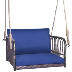 Tangkula Patio Rattan Porch Swing Single Person Hanging Seat W/ Seat & Back Cushions Backyard -Tangkula GUEST 0582f784 7493 4a42 8bc8 5d83ce51c83d