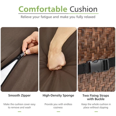 Tangkula 3PCS Rattan Bistro Rocking Chair Set Patio Furniture Set W/ Cushions 5 Tangkula 3PCS Rattan Bistro Rocking Chair Set Patio Furniture Set W/ Cushions - Image 5