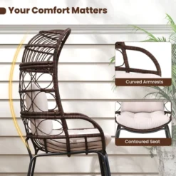 Tangkula PE Wicker Egg Chair Patio Cocoon Lounger W/ Comfortable Cushions & Metal Frame 13 Tangkula PE Wicker Egg Chair Patio Cocoon Lounger W/ Comfortable Cushions & Metal Frame -Tangkula GUEST 0629c8cd 8713 457e bdc7 65972b9df2ca