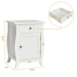 Tangkula 2PCS Wooden Accent End Table With Drawer Storage Floor Cabinet For Living Room, Bedroom, Hallway -Tangkula GUEST 0631119b 42f4 40c8 adae a87c2aaaddc5