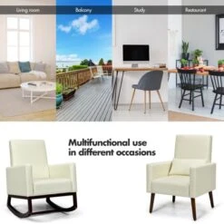 Tangkula 2-in-1 Upholstered Rocking Chair With Wood Leg & Pillow Relax Sofa Chair Light Grey/Beige/Dark Gray -Tangkula GUEST 063d47aa 120b 44ab ab92 f371f567685f