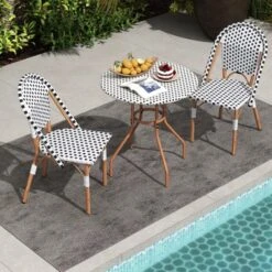 Tangkula 3 Piece French Bistro Table Chair Set Outdoor Wicker Round Table & 2 Dining Chairs -Tangkula GUEST 0695f487 6abf 4881 a6b2 173cab503aa7