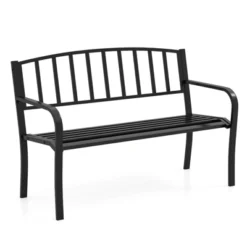 Tangkula 50 Inches Garden Bench W/ Slatted Backrest & Curved Armrests For Porch 19 Tangkula 50 Inches Garden Bench W/ Slatted Backrest & Curved Armrests For Porch -Tangkula GUEST 069a664d a6f2 46cd a006 d60c23f9c4a0