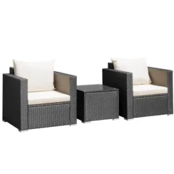Tangkula 3PCS Rattan Patio Conversation Furniture Set Outdoor Sofa Set W/ Cushions -Tangkula GUEST 06bde863 16ac 47d7 a1b9 21892d82a8dd