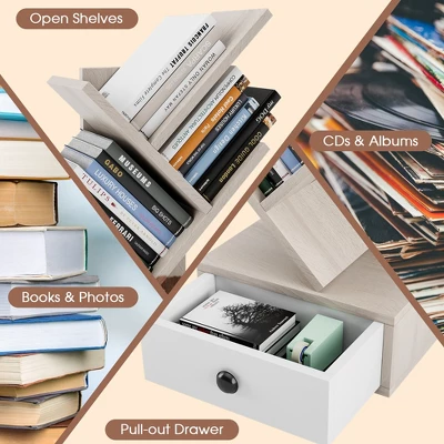 Tangkula 5-Tier Tree Bookshelf W/ Wooden Drawer Display Storage Organizer Rack 6 Tangkula 5-Tier Tree Bookshelf W/ Wooden Drawer Display Storage Organizer Rack - Image 6