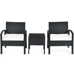 Tangkula 3 Pieces Patio Set Outdoor Wicker Rattan Furniture W/ Cushions -Tangkula GUEST 0747d272 2ce5 4beb 9161 693fda39ffb3
