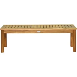 Tangkula Set Of 2 Acacia Wood Bench Dining Bench Patio Garden W/ Slatted Seat Teak -Tangkula GUEST 078d9083 38c0 4d43 9b2f 696d28d6320e