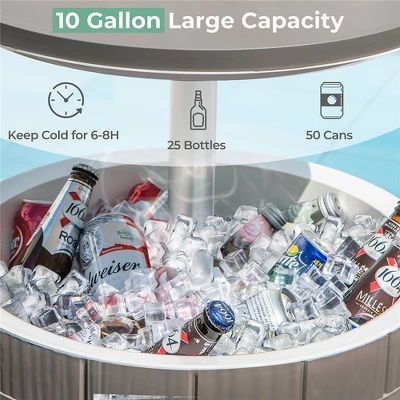 Tangkula 10 Gallon Cooler Bar Table W/ Telescopic Tabletop 3-in-1 Coffee Table Ice Bucket 4 Tangkula 10 Gallon Cooler Bar Table W/ Telescopic Tabletop 3-in-1 Coffee Table Ice Bucket - Image 4