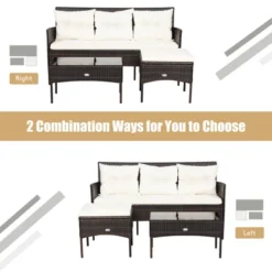 Tangkula 3 PCS Patio Furniture Set Outdoor All Weather Wicker Conversation Set W/Cushioned Ottoman & Side Table -Tangkula GUEST 07ecc33e d646 4716 aaf6 05285555487c