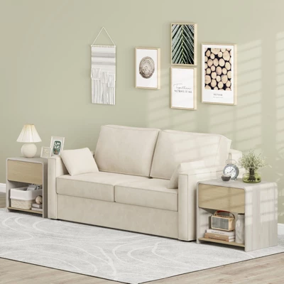 Tangkula Modern Style Nightstand 2-Tier Sofa Side Bedside Table W/ Drawer & Open Shelf 9 Tangkula Modern Style Nightstand 2-Tier Sofa Side Bedside Table W/ Drawer & Open Shelf - Image 9