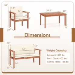 Tangkula 8 Pieces Patio Furniture Set, Acacia Wood Porch Chairs W/ Table -Tangkula GUEST 08384377 0a22 4536 8287 7928ccd5e80b