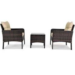 Tangkula 3PCS Outdoor Patio Rattan Wicker Conversation Set W/Cushions -Tangkula GUEST 085e4baa d2ea 408f a758 1e5eb9d819fe