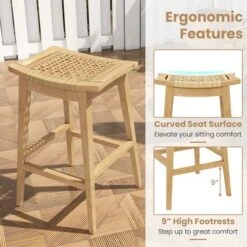 Tangkula 3 Piece Patio Bar Set Round Cocktail Table W/ 2 Rattan Saddle Stools -Tangkula GUEST 086ffaad ff8e 48d7 ad72 1c77154ef9e4