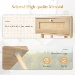 Tangkula 2 PCS Nightstand Bedside Sofa Table With Rattan Drawer For Bedroom & Living Room 15 Tangkula 2 PCS Nightstand Bedside Sofa Table With Rattan Drawer For Bedroom & Living Room -Tangkula GUEST 087ab013 5734 479a aebb f3e80a069a27