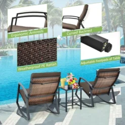 Tangkula 3PCS Rattan Bistro Rocking Chair Set Patio Furniture Set W/ Cushions 15 Tangkula 3PCS Rattan Bistro Rocking Chair Set Patio Furniture Set W/ Cushions -Tangkula GUEST 08853f11 6d81 49a2 9be9 7970b0464fba