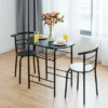 Tangkula 3 PCS Kitchen Dining Set Compact Bistro Pub 2 Chairs & Table