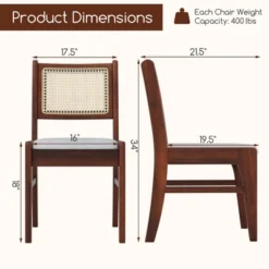 Tangkula 4PCS Rattan Dining Chairs Upholstered Kitchen Chairs W/ Rubber Wood Frame -Tangkula GUEST 093fbef6 5061 4c4d a861 6c36dbb2dac0