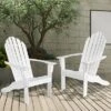Tangkula 2PCS Wooden Classic Adirondack Chair Lounge Chair Outdoor Patio White