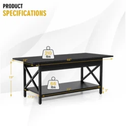 Tangkula Coffee Table Industrial 2-Tier W/ Storage Shelf &Storage Shelf For Living Room -Tangkula GUEST 09fe10a5 4267 4e6a 8422 0ee32bbe89f4
